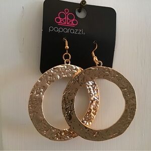 Paparazzi Shimmering Gold Hammered Earrings